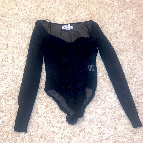 Princess Polly Tops - Black see through body suit (never worn)